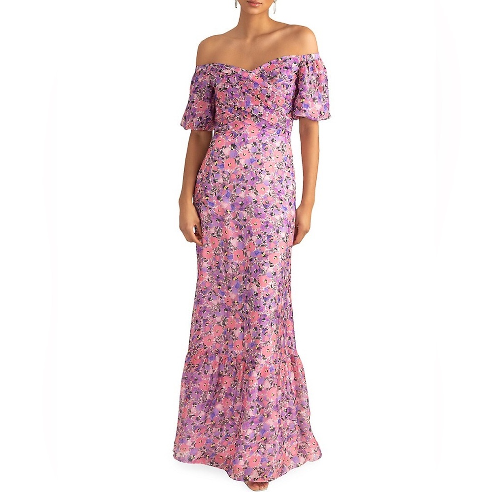 Shoshanna Alexa Floral Print Off-The-Shoulder Dress